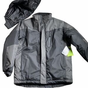 NWT NordicTrack Water Wind Resistant Black Hooded Coat Winter Warm Outerwear